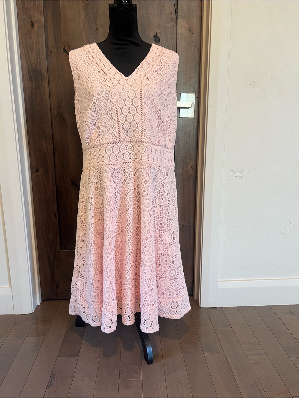 Charter Club Light Pink Lace V-Neck Fit & Flare Dress 1X NWT